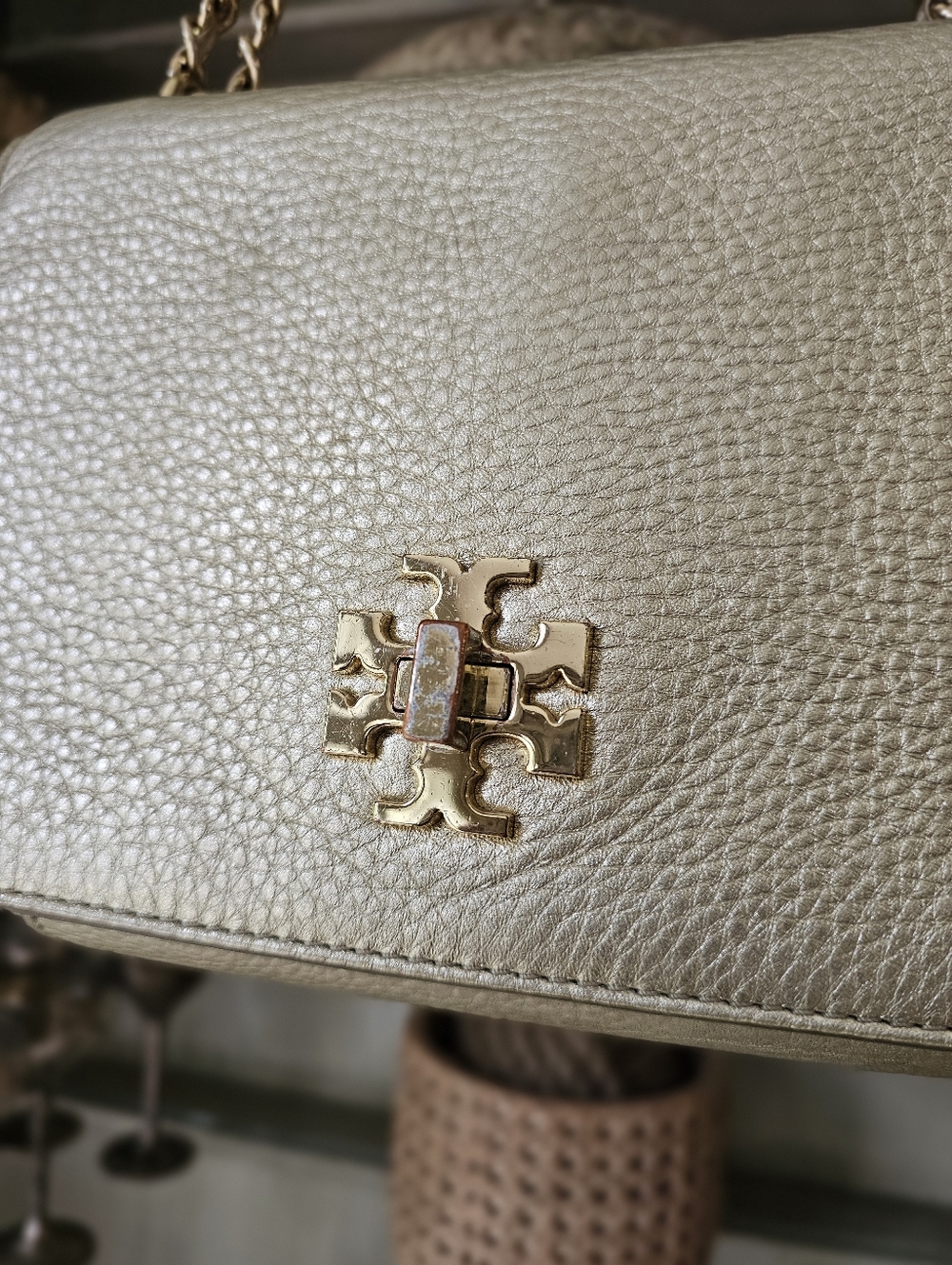 Tory Burch Mercer Adjustable Shoulder Bag White Gold Metallic - Picture 4 of 10